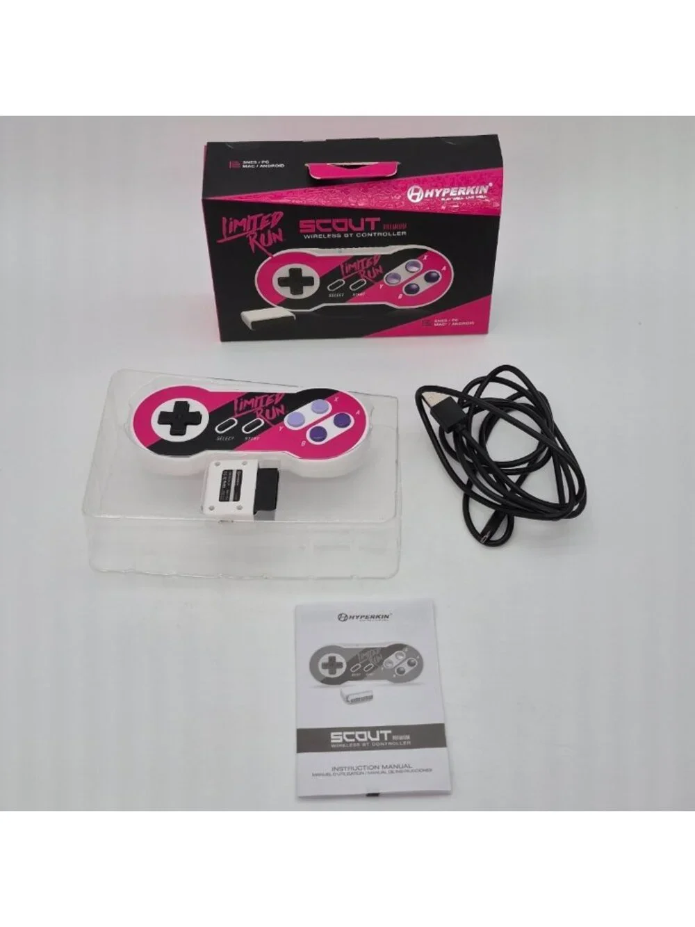 SNES Wireless Bluetooth Controller Hyperkin Scout Premium Limited Run Pink